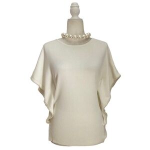 Leo & Ugo Paris Pearl Trim Knit Top in Ivory